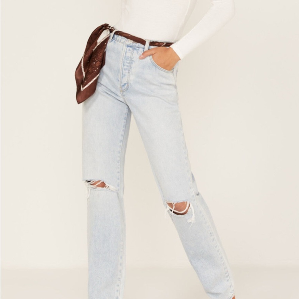 Rolla's Light Wash High Rise Classic Straight Jeans